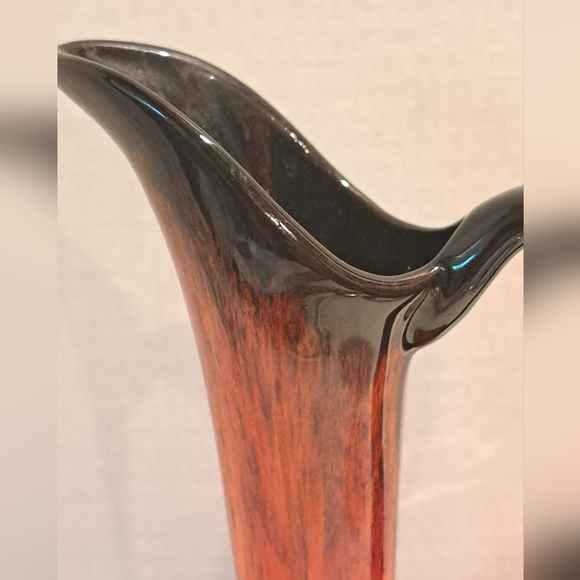 Vintage Canuck Pottery Pitcher Evangeline Ware Lava Drip Glaze In Red/Orange. - Picture 6 of 8